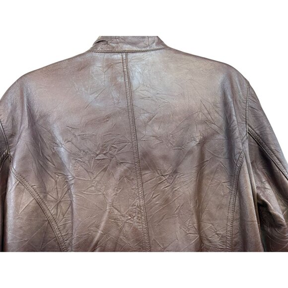 Chicos Womens Genuine Leather Jacket Size 2 Medium 10/12 Brown Pockets & Zipper - Picture 11 of 11